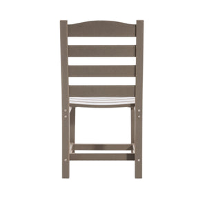 English Elm 3-Piece HDPE Outdoor Dining Set with Round Table and 2 Armless Chairs, Weatherproof Compact Bistro Antique Dark Oak W3566S00021