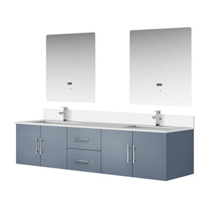 English Elm Dark Grey Double Bath Vanity 80in W x 22in D with White Quartz Top, Chrome Faucet, 30in LED Mirrors, Durable B2731S01098