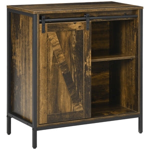 English Elm Homcom Farmhouse Buffet Cabinet With Sliding Barn Door, Adjustable Shelf & Rustic Metal Frame Storage W2225P217393