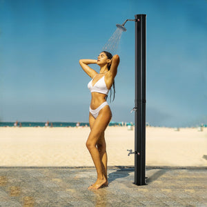English Elm Outsunny Freestanding Solar Poolside Shower with 360 Head and 9.2 Gallon Heated Tank W2225P200538