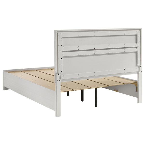 English Elm Orchid White Queen Storage Bed with Built-In Drawers, Ergonomic Pulls, Classic Panel Style, Sturdy Headboard - Space-Saving Elegance B062S00686