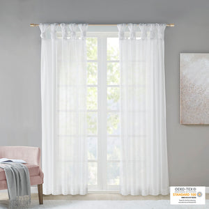 JLA Home Madison Park - Twist Voile Sheer Panels with Twist-Tab Header, OEKO-TEX Certified, Soft Draping Light Filter White MP40-5468