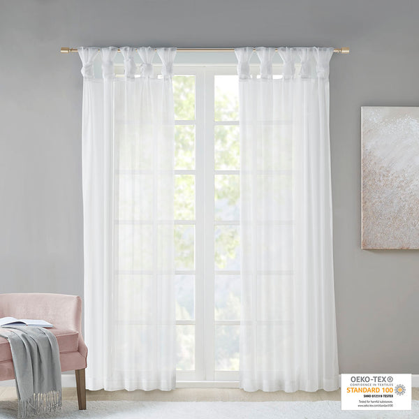 JLA Home Madison Park - Twist Voile Sheer Panels with Twist-Tab Header, OEKO-TEX Certified, Soft Draping Light Filter White MP40-5468