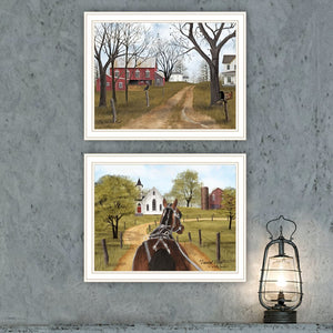English Elm Trendy Decor 4u Billy Jacobs Pastoral Americana Framed Print Set for Farmhouse Walls B067P254093