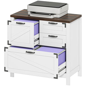 English Elm Farmhouse Lateral Filing Cabinet 4 Drawer Barn Style Home Office Storage Unit T3971P405430