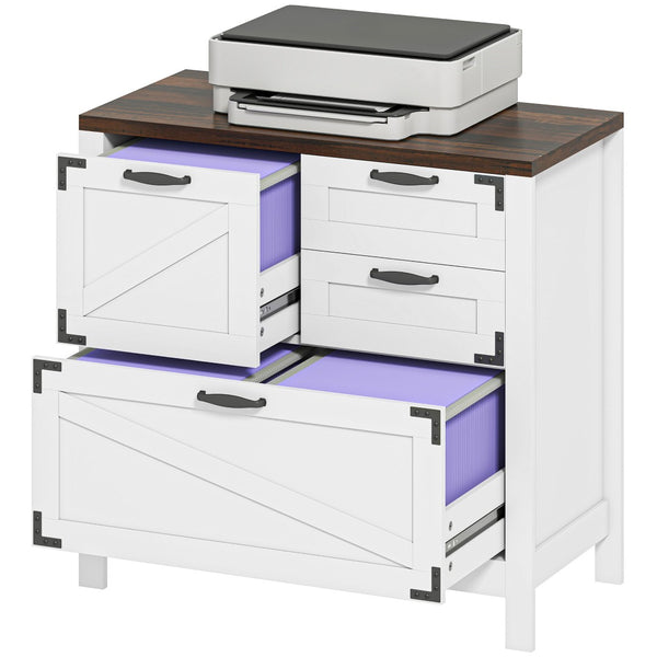 English Elm Farmhouse Lateral Filing Cabinet 4 Drawer Barn Style Home Office Storage Unit T3971P405430