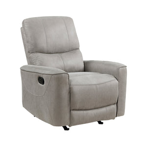 English Elm Modern Rocker Reclining Chair Gray Polished Microfiber — Transitional Track Arms, Contoured Seat, Manual Recline Comfort 39.5"H B011P204482