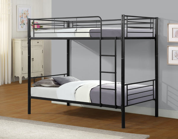 English Elm Twin Xl Over Queen Steel Bunk Bed with Stairs for Shared Kids or Guest Rooms W311P401501