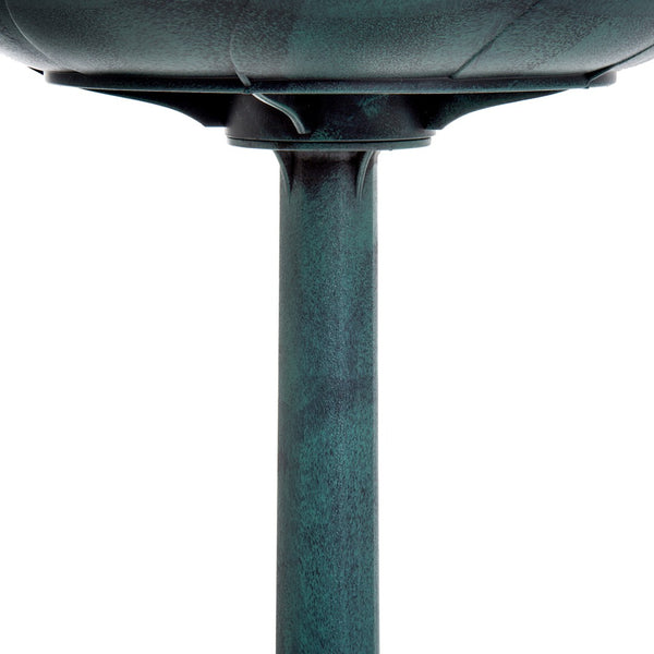 English Elm Outsunny 28'' Elegant Resin Bird Bath With Fleur De Lis Pedestal, Timeless Antique Verdigris Finish W2225P217552-GIGA