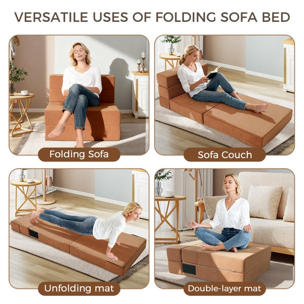 English Elm Folding Floor Sofa Bed with Five Section High Density Foam for Dorms and Small Spaces T5880P498066