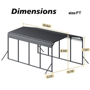 English Elm 12x20ft Steel Peak Roof Carport Heavy Duty Outdoor Shelter for Trucks Boats and Events W1820S00013