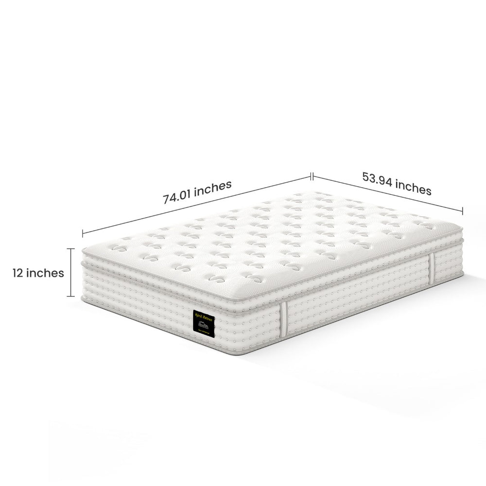 English Elm 12'' Hybrid Full Mattress Memory Foam Pocket Coils Fiberglass Free Spinal Support B2716P383548