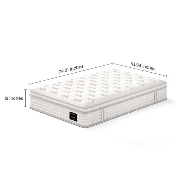 English Elm 12'' Hybrid Full Mattress Memory Foam Pocket Coils Fiberglass Free Spinal Support B2716P383548