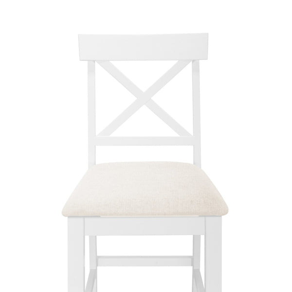 English Elm Topmax 5-Piece Farmhouse Counter Height Dining Set With Storage Shelves & Upholstered Chairs, White N717S000141K-GIGA