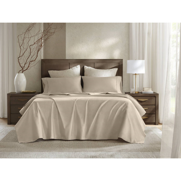 JLA Home Harbor House - Sateen Egyptian Cotton Sheet Set 400TC – Silky, Breathable Luxury with Deep Pockets & Piping (OEKO-TEX) Linen HHD20-1976