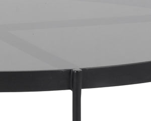 Sunpan Willem Coffee Table - Stylish Round Design with Matte Black Frame and Alluring Tempered Glass Top Large - 36.5W x 36.5D x 17.75H