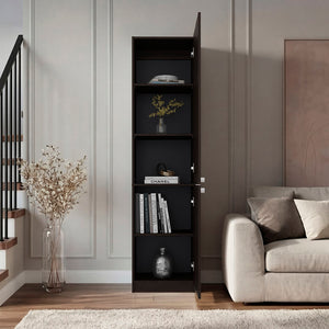 English Elm Butte Tall Two-tone Oak Bookcase with Concealed Doors and Open Shelves for Home Office B097P480467