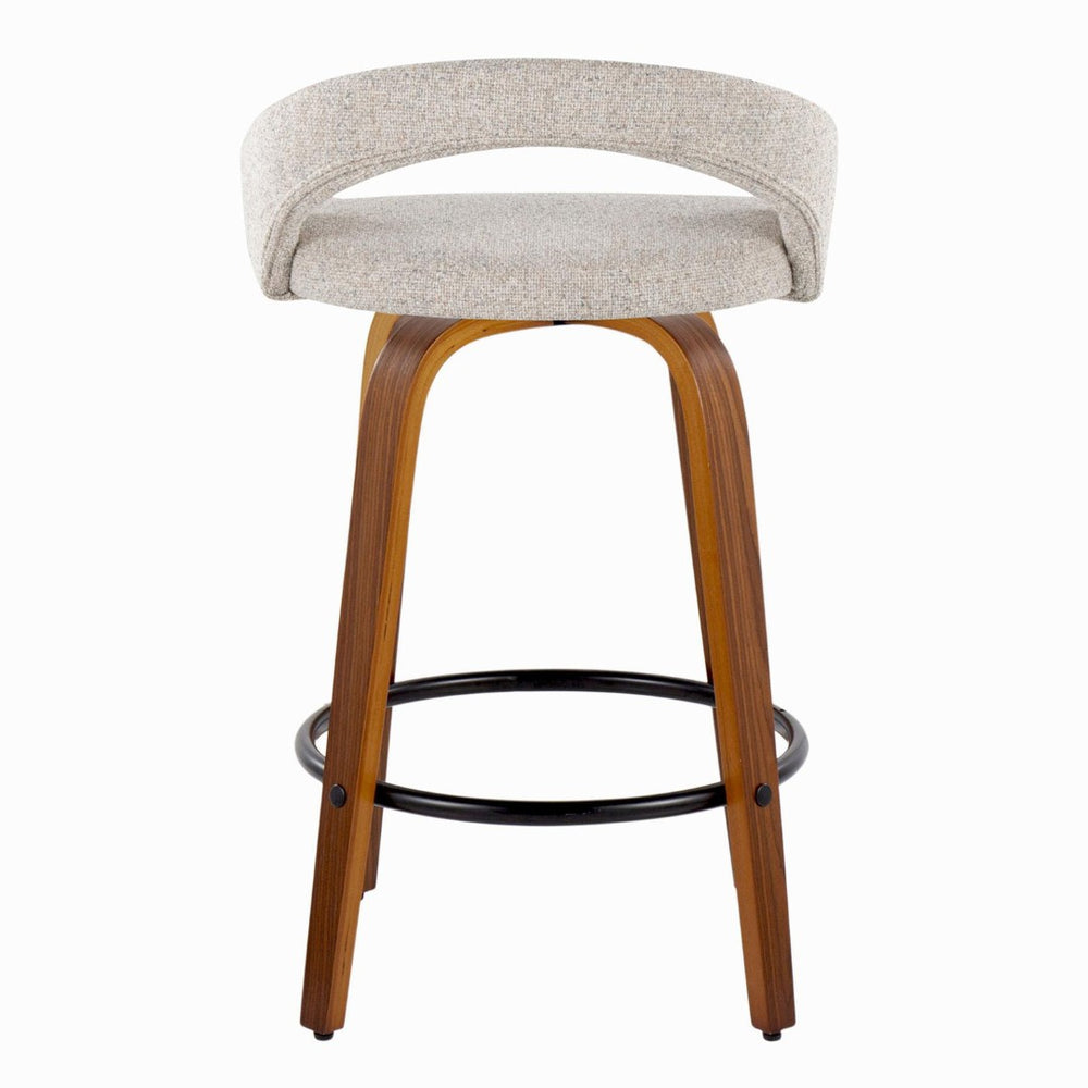 English Elm Fixed-height Swivel Counterstools Mahogany Wood Chrome Footrest Velvet Seat Set of 2 Oat B202S01772