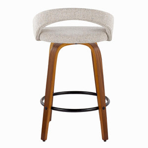 English Elm Fixed-height Swivel Counterstools Mahogany Wood Chrome Footrest Velvet Seat Set of 2 Oat B202S01772