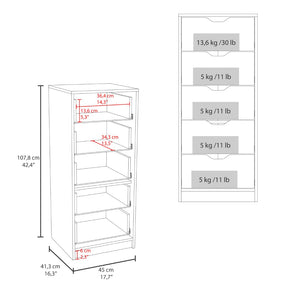 English Elm Basilea Narrow 5 Drawer Tall Chest Slim Vertical Storage for Bedroom or Closet B200P460155