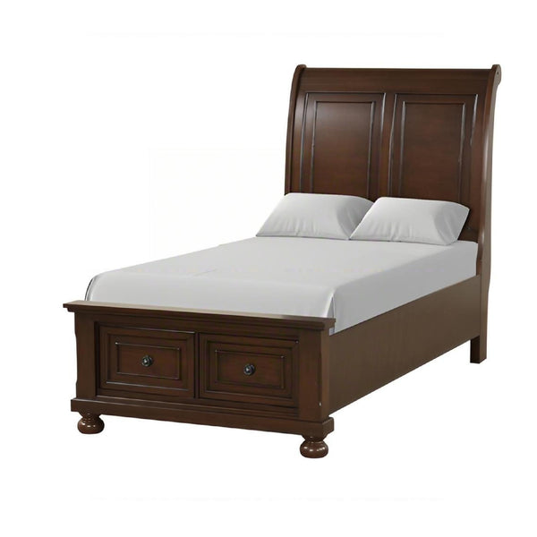 English Elm Meade Sleigh Bed In Dark Cherry Finish - Elegant Twin Bed With Storage Drawers, No Mattress Included B078S00647