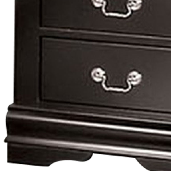 English Elm Ryla Solid Wood Two Drawer Nightstand with Dovetail Joinery and Bracket Feet in Matte Black Nickel B056P416911