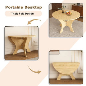 English Elm 43 Inch Foldable Mdf Dining Table with Warm Wood Grain Veneer for Compact Living Ancient Oak W2700P409329