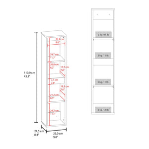 English Elm Bathroom Cabinet Slim White Engineered Wood, 2 Doors 4 Shelves for Organized Compact Bathroom Storage B097P369423