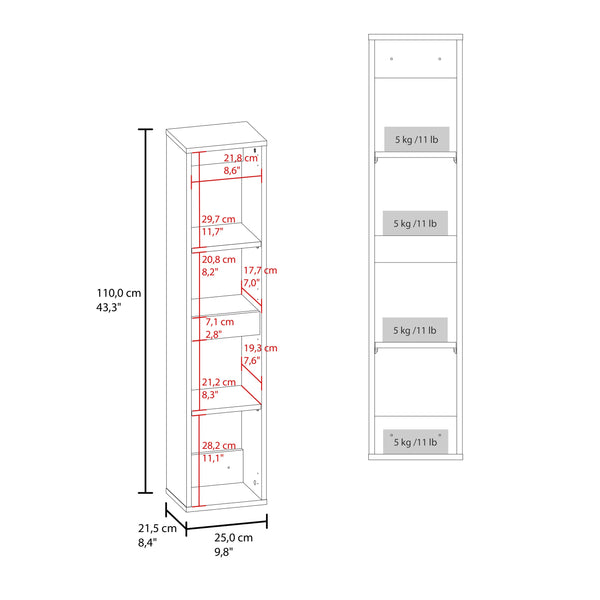 English Elm Bathroom Cabinet Slim White Engineered Wood, 2 Doors 4 Shelves for Organized Compact Bathroom Storage B097P369423