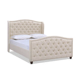 English Elm Marcella Upholstered Shelter Headboard Bed Set, Queen, Sky Neutral Beige Polyester