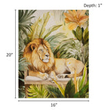 Madison Park Jungle Feline Transitional Jungle Lion Canvas Wall Art MP95C-0336 Lion Green Multi