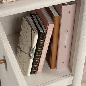 English Elm Desk, Modern White Finish With Spacious Top And Hidden Storage For Home Office And Gaming Use B356P402784