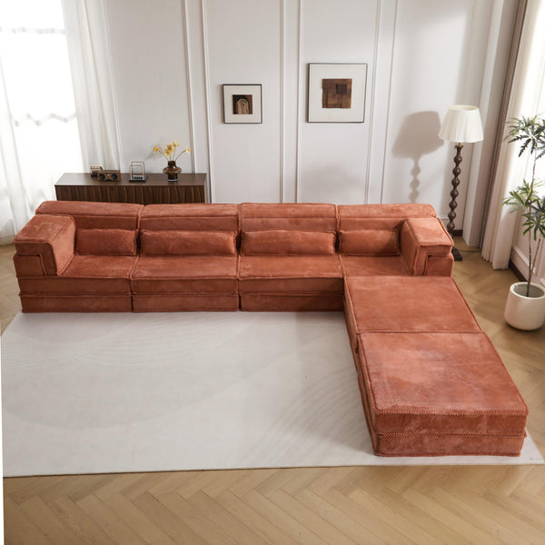 English Elm Compression Mahjong Sofa: Versatile No Assembly Modular Floor Sofa Bed For Cozy Living Spaces W3723S00038