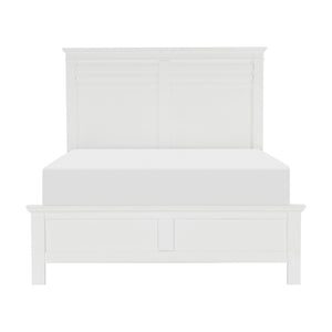 English Elm White Wood Panel Eastern King Bed Farmhouse Transitional Headboard for Bedroom B011S01207