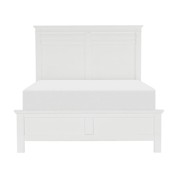 English Elm White Wood Panel Eastern King Bed Farmhouse Transitional Headboard for Bedroom B011S01207