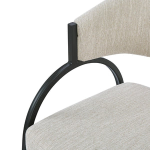 English Elm Upholstered Gray Fabric Dining Chair Set of Two with Sleek Metal Legs Modern Style N768P184752B