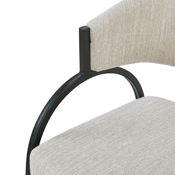 English Elm Upholstered Gray Fabric Dining Chair Set of Two with Sleek Metal Legs Modern Style N768P184752B