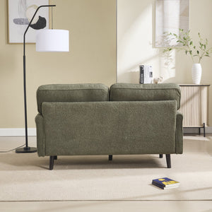 English Elm Loveseat Mid Century Modern Two-Seater Sofa with USB Type-C Charging, Removable Zipper Covers, Durable Wood Legs Green W395P238825