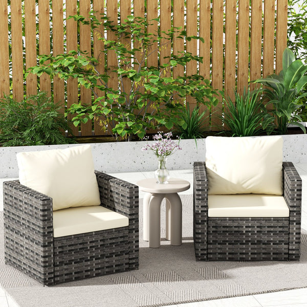 English Elm Outdoor Modular Wicker Sectional Patio Sofa Set for 2 Durable PE Rattan Steel Frame Comfortable Seating Beige W874S00075