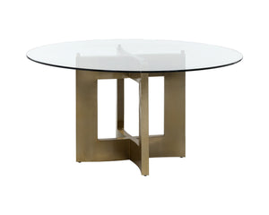 Sunpan Lianne Stylish Geometric Dining Table Base in Gold Lacquer Finish for 59" Round Glass Tops