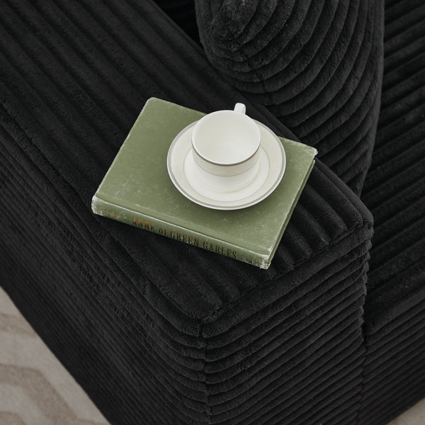 English Elm Modular Sectional Couches For Living Room: Customizable L-Shaped Comfort In Soft Black Corduroy W1143P313188