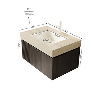 English Elm Muri Floating Bathroom Vanity Sintered Stone Top Plywood Cabinet Espresso Finish W2615S00605