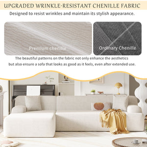 English Elm U_Style Modern Large L-Shape Modular Sectional Sofa with Foam+Pocket Spring Comfort, 3-Seater Lounge Beige WY000416AAA