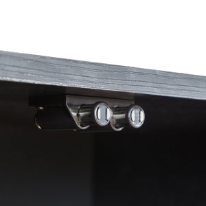 English Elm 64-Inch Wavy Tv Cabinet With Tempered Glass Doors, Led Lighting & Modern Design For Stylish Storage W1162P309027