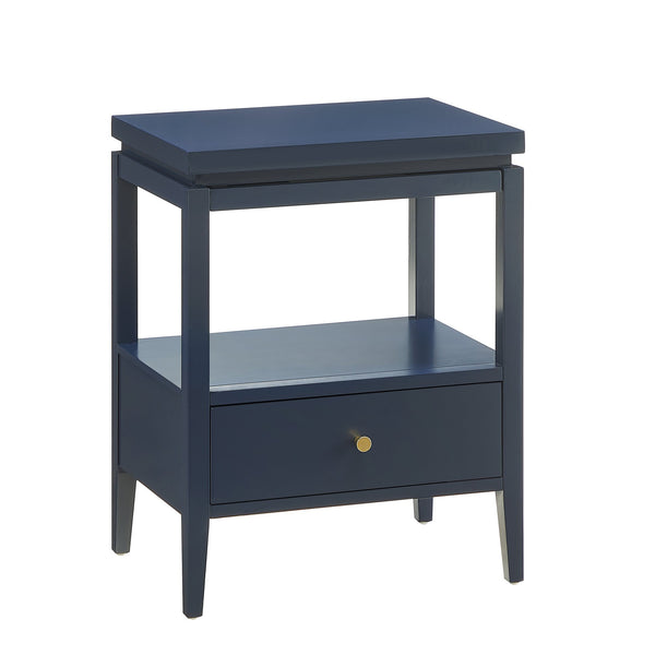 English Elm Olana Midnight Blue 1-Drawer Nightstand with Floating Top, Hidden Tray, Gold Pull & Spacious Shelf B050P376961