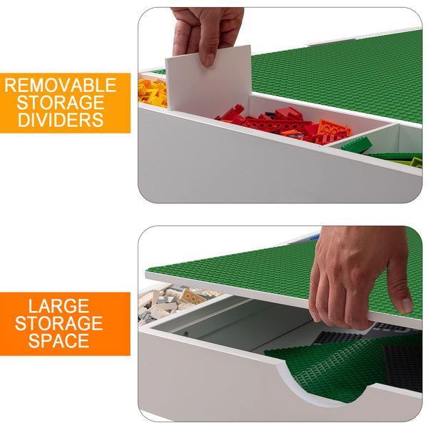 English Elm Kids 2-In-1 Play Table With 7 Storage Spaces, Lego-Compatible Surface, Modern Design For Creative Play W282P182331