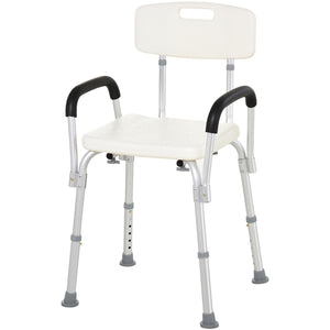 English Elm HOMCOM Adjustable Shower Chair with Removable Armrests, Lightweight Aluminum Bath Bench, Anti-Slip Seat W2225P173932