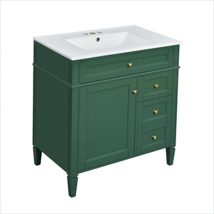 English Elm 30'' Modern Bathroom Vanity With Elegant Ceramic Sink, 2 Drawers & Tip-Out Storage - Stylish Upgrade! N710P250194F