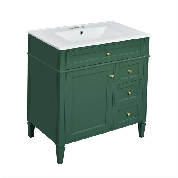 English Elm 30'' Modern Bathroom Vanity With Elegant Ceramic Sink, 2 Drawers & Tip-Out Storage - Stylish Upgrade! N710P250194F