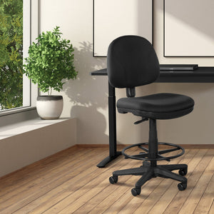 OSP Home Furnishings Drafting Chair and Stool Kit Ergonomic Fabric Seat with Lumbar Support for Standing Desks Black DC630-231